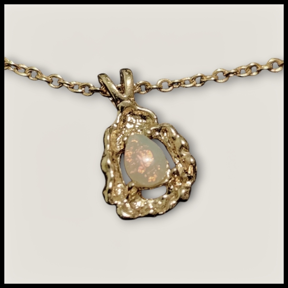 Vintage Opal Tear Drop Necklace